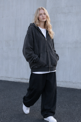 Men's Vintage Wash Black Zip-Up Hoodie