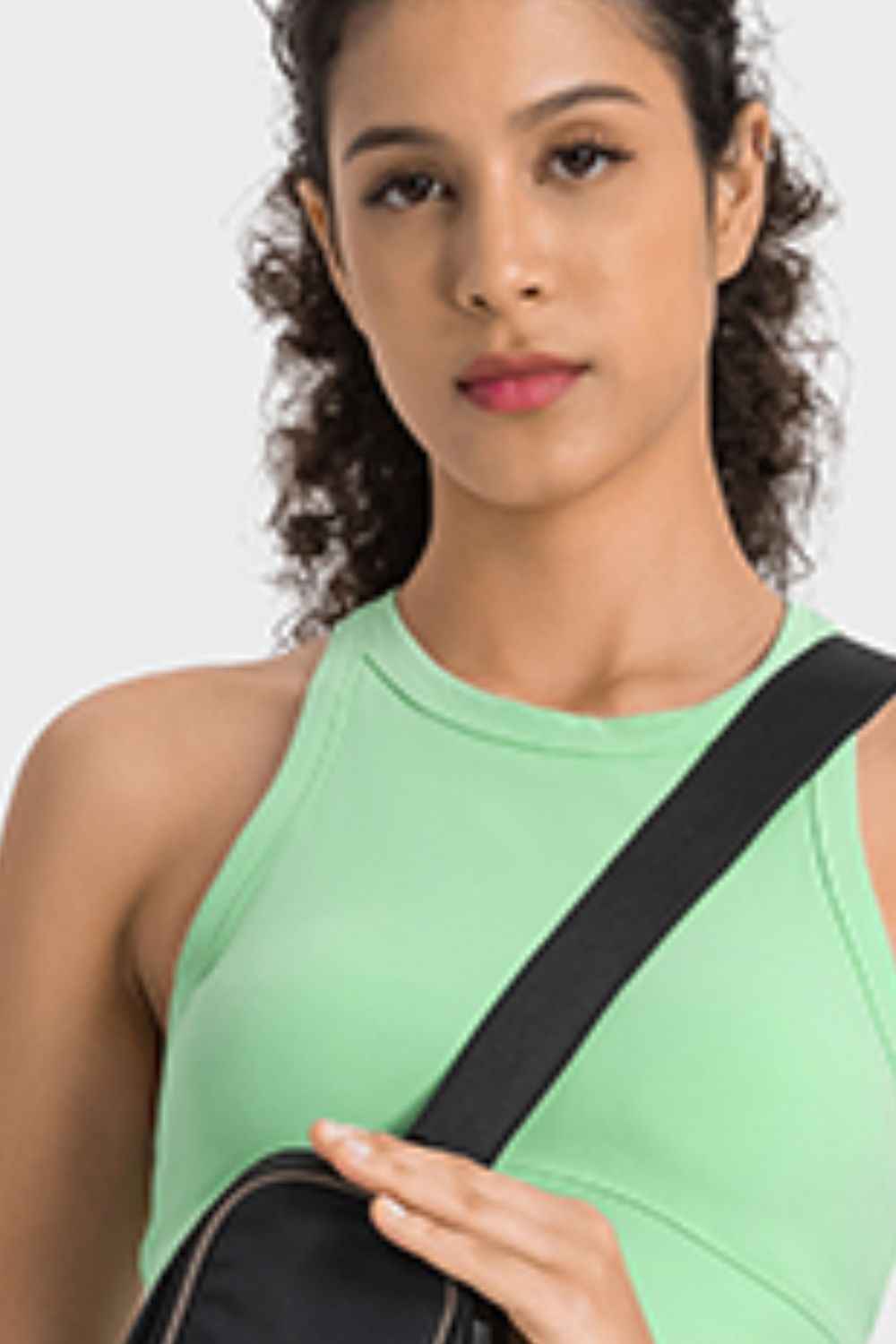 High Neck Seam Detail Cropped Sports Tank Top 3