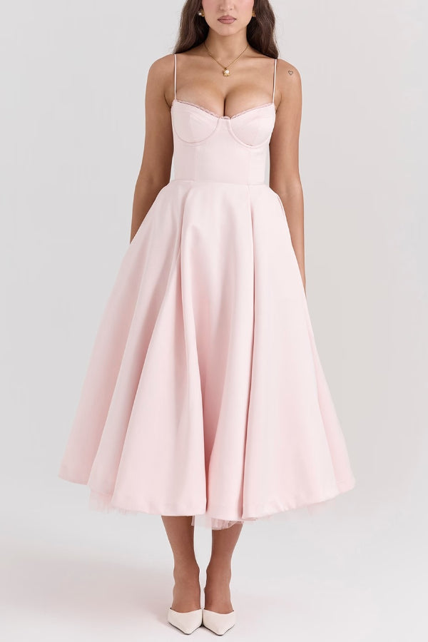 Lorraine Premium Strapless V Neck Sleeveless Tutu Maxi Dress Boutique Edit