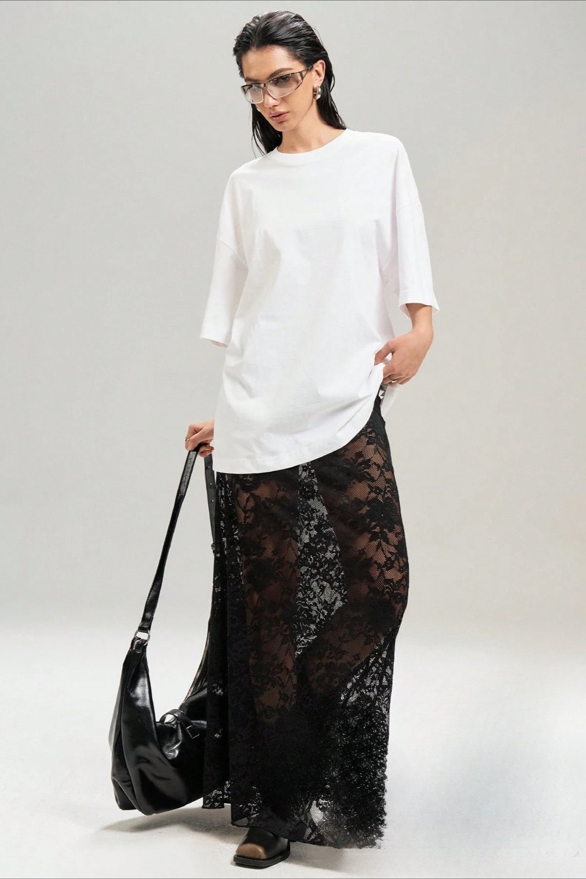 Solid Color Lace Bodycon High Waist Skirt