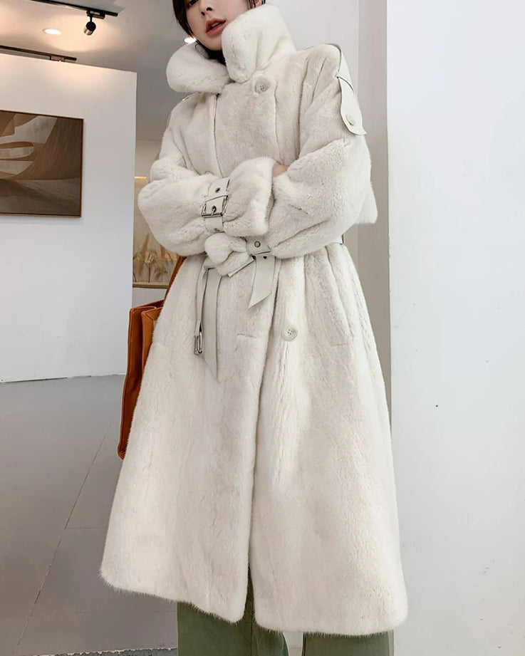 Faux Mink Fur Thick Overcoat