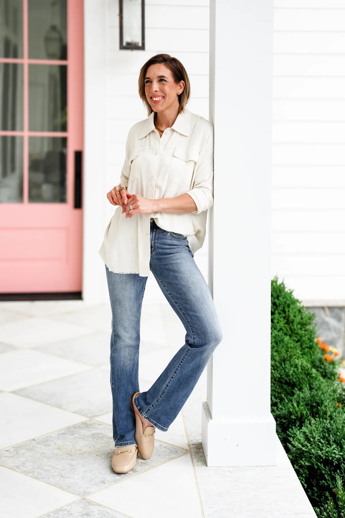 High Waist Flare Leg Stretch Denim Jeans