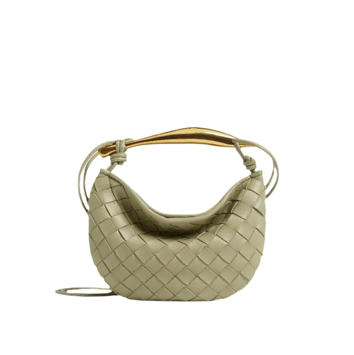 Woven Gold Handle Mini Shoulder Bag