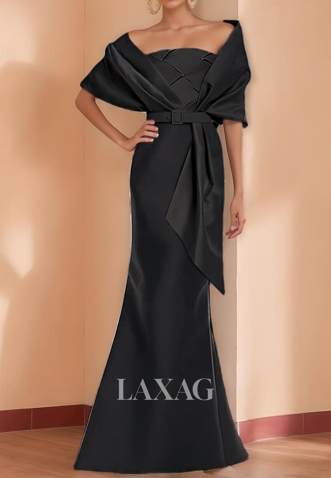 Tube Top Sleeveless Mermaid Evening Dress Floor-Length Satin Formal Gowns with Overlay