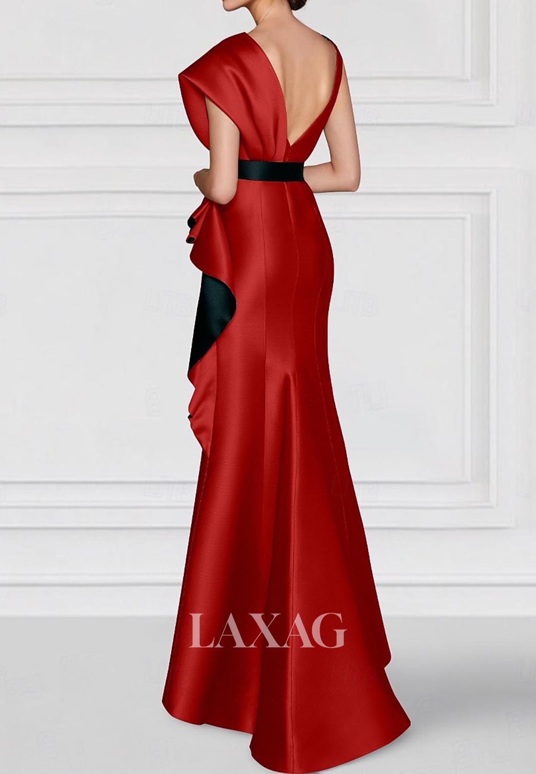 Deep V-Neck Sleeveless Floor-Length Formal Gowns Beaded Embroidered Mermaid Evening Dress