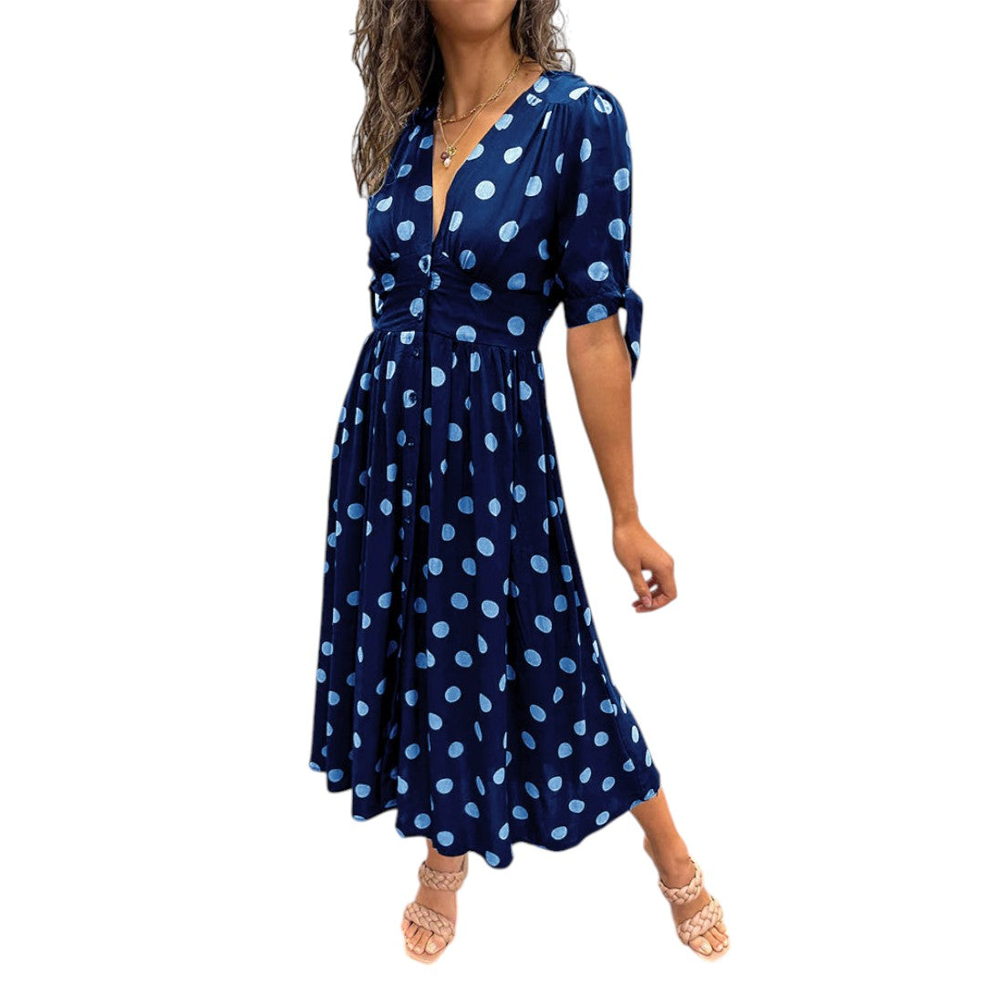 Monique™ | Elegant Polka Dot Dress Dark Blue (Almost sold out)
