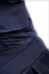 Satin Shawl Collar Wrap Ruched Fit and Flare Midi Dress Cocktail 11