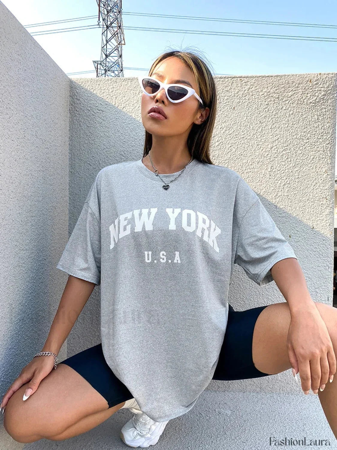 100% Cotton USA New York Letter Print T-Shirt