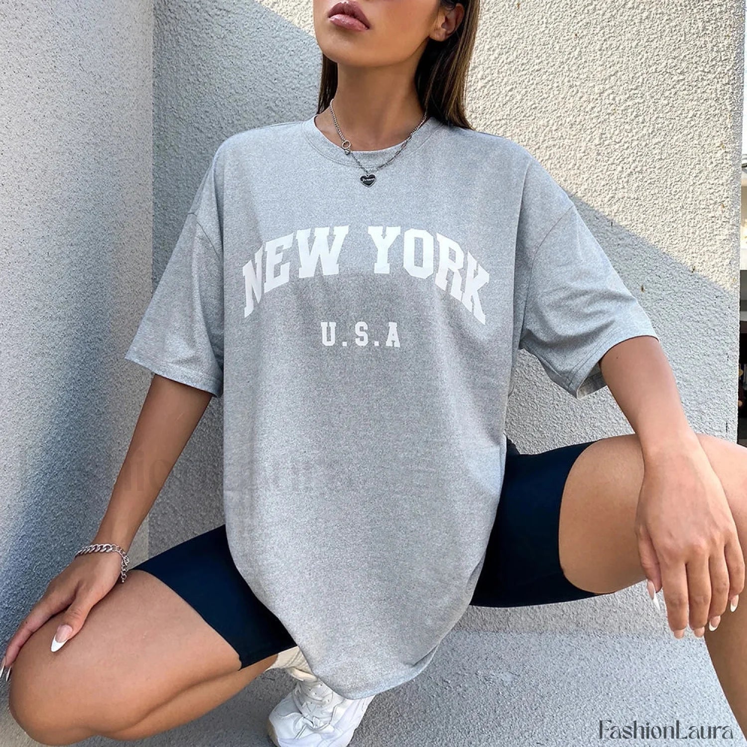 100% Cotton USA New York Letter Print T-Shirt