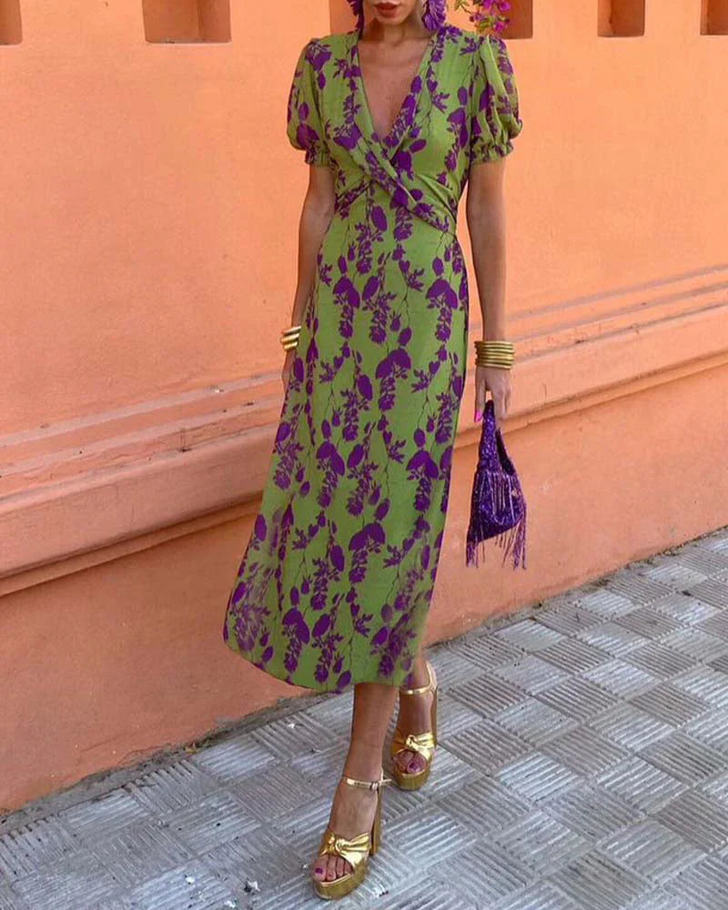 Aurelia Luxe Dress with Puff Sleeves Chic Silhouette Collection