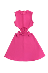 Sleeveless Cut Out Rosette Fit and Flare Mini Dress 4