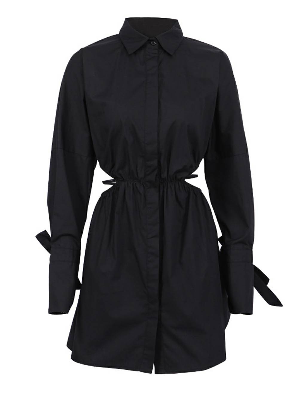 Long Sleeve Cut Out Collared Mini Dress 6