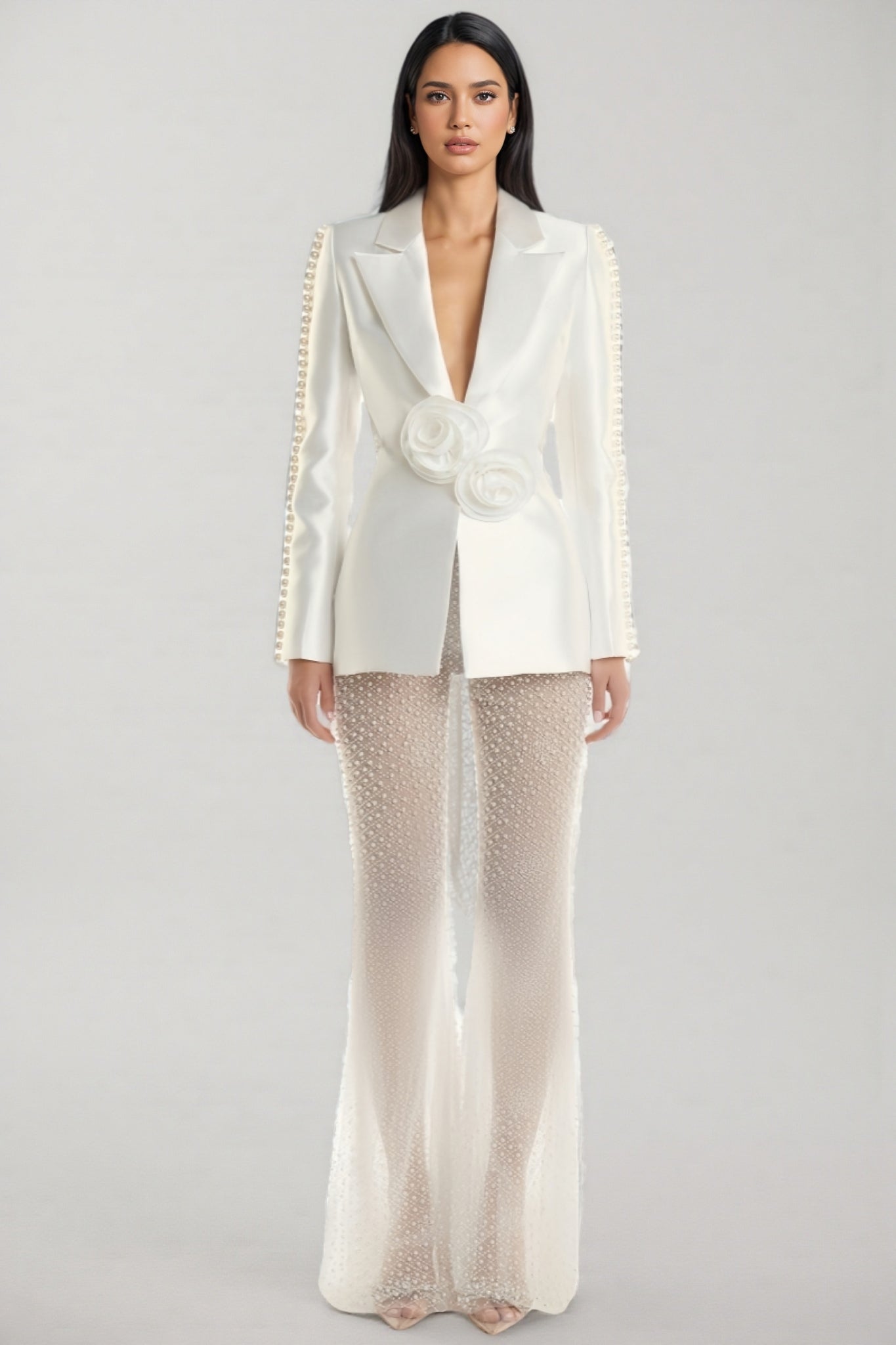 Kari 3D Flower Pearl Blazer