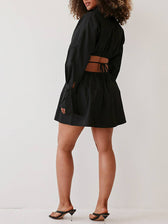 Long Sleeve Cut Out Collared Mini Dress 8