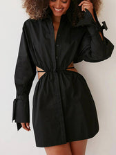 Long Sleeve Cut Out Collared Mini Dress 9