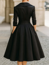 Satin Shawl Collar Wrap Ruched Fit and Flare Midi Dress Cocktail 4