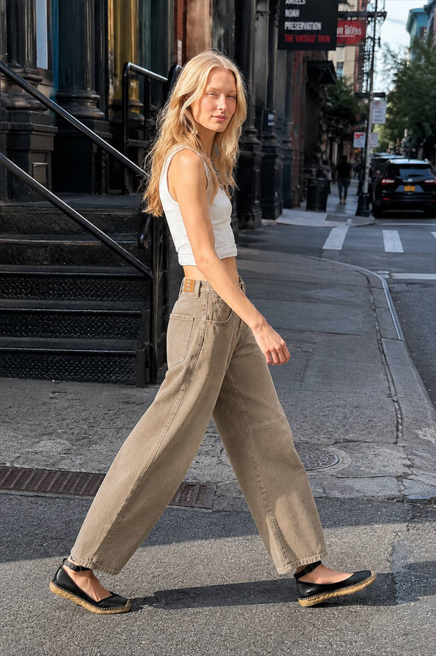 Vintage Washed Wide-Leg Denim Jeans