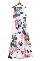 Floral Satin Deep V-Neck Sleeveless Maxi Gown 7