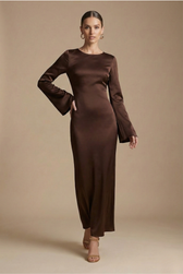 Satin Long Sleeve Bias-Cut Maxi Dress 3