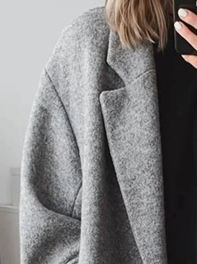 Notch Lapel Double Breasted Longline Wool Coat