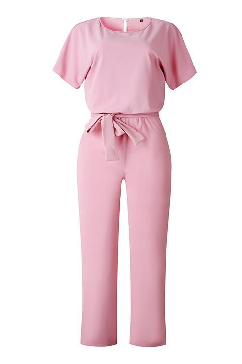 Short Sleeve Knot Jumpsuit