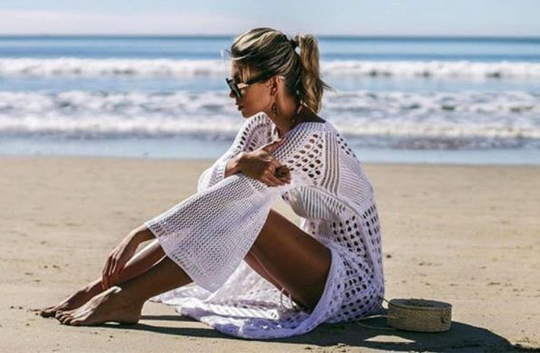 Cotton Sheer Crochet Maxi Dress White