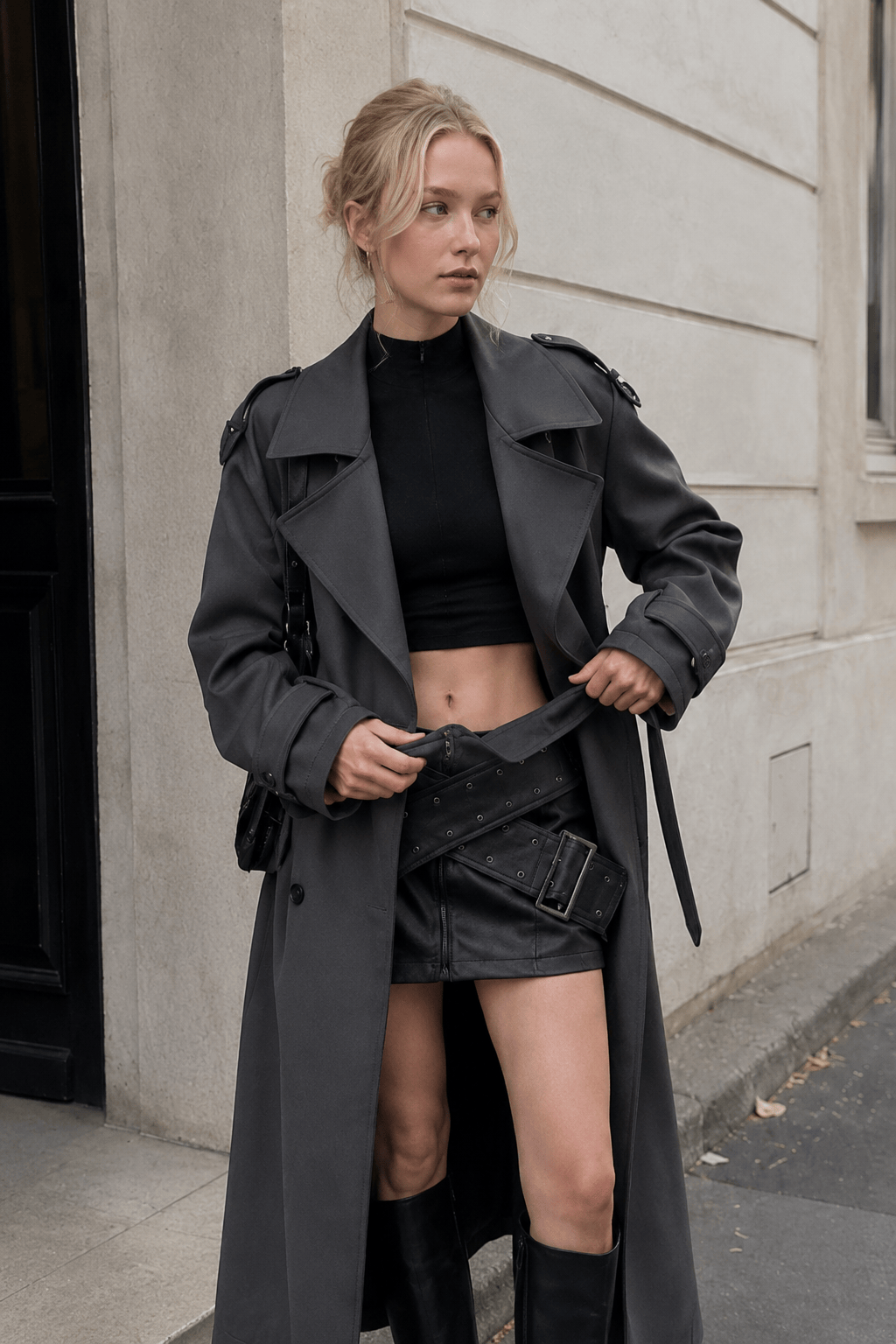 Oversized Lapel Midi Trench Overcoat