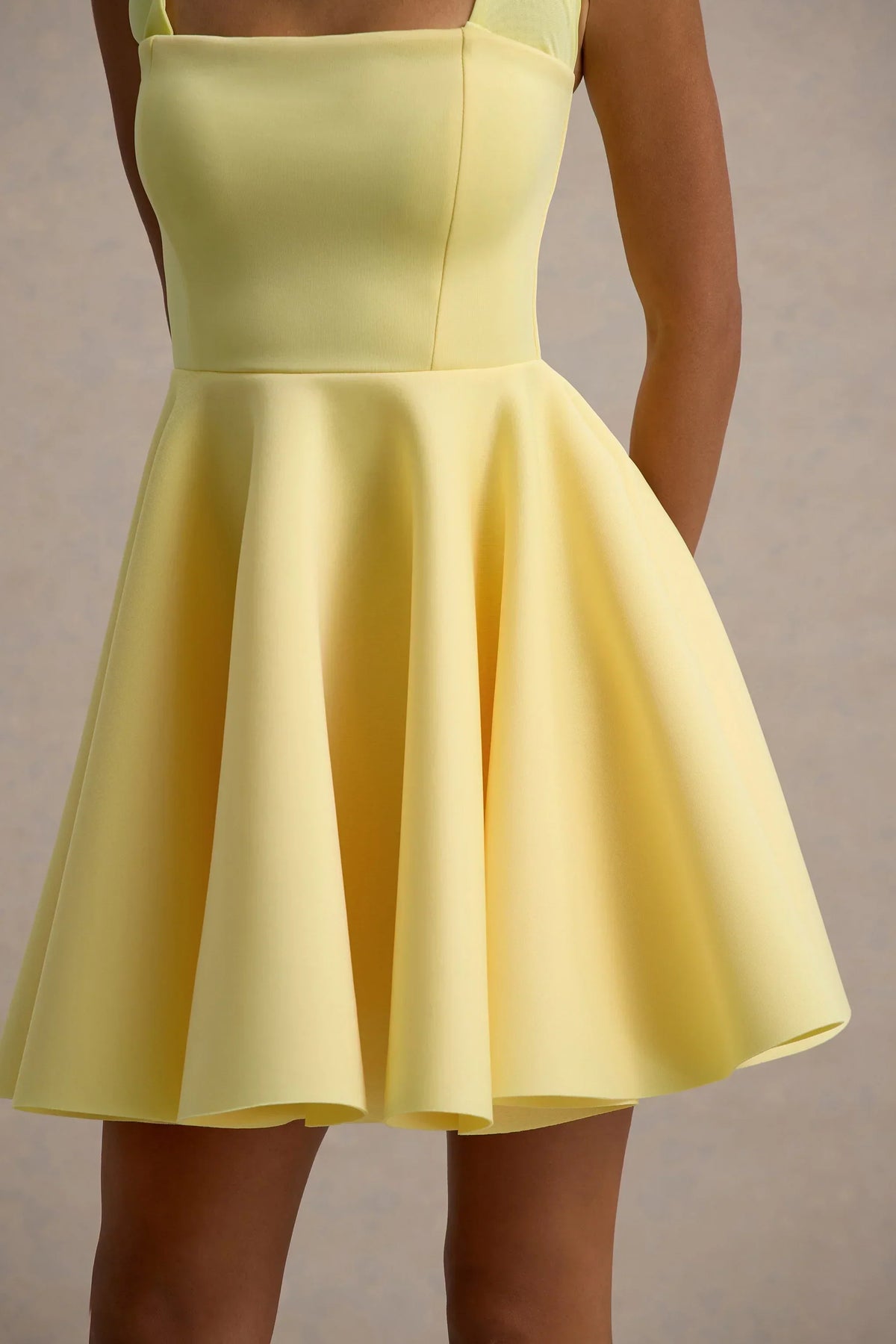 Halter Neck Square Neckline Fit and Flare Skater Mini Dress 6