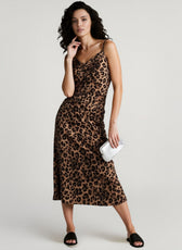 Animal Print Cami Backless Silk Dress