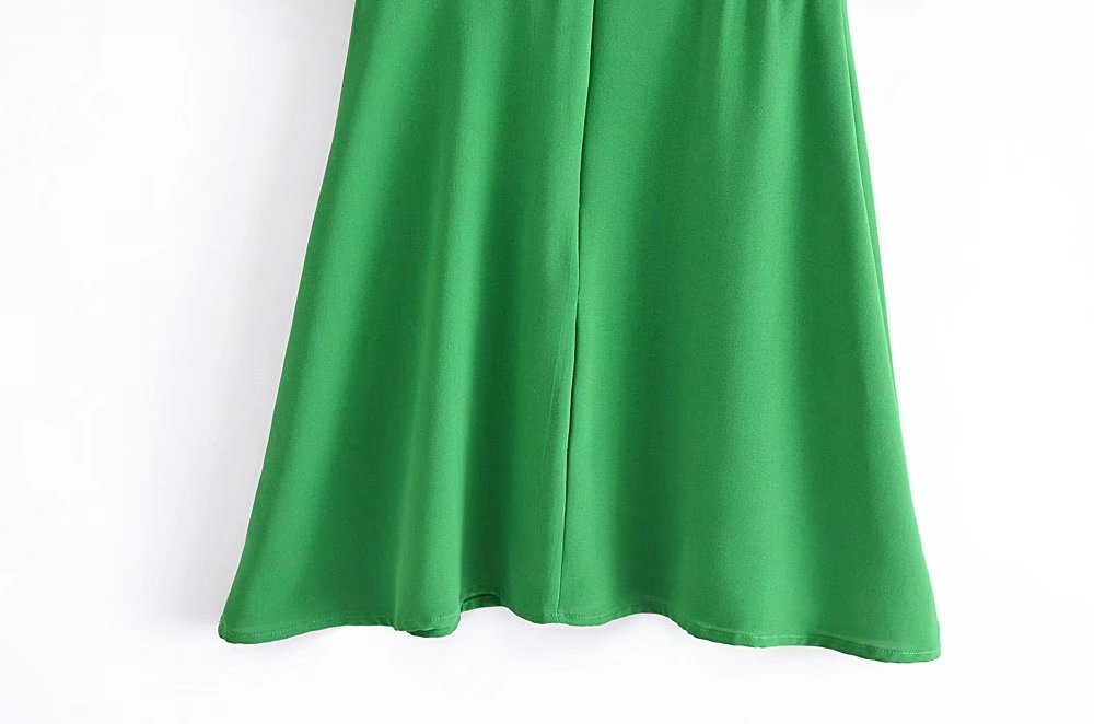 Women Clothing Buckle Slim Short Sleeve Solid Color Dress Casual Wild