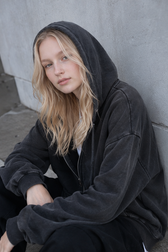 Men's Vintage Wash Black Zip-Up Hoodie