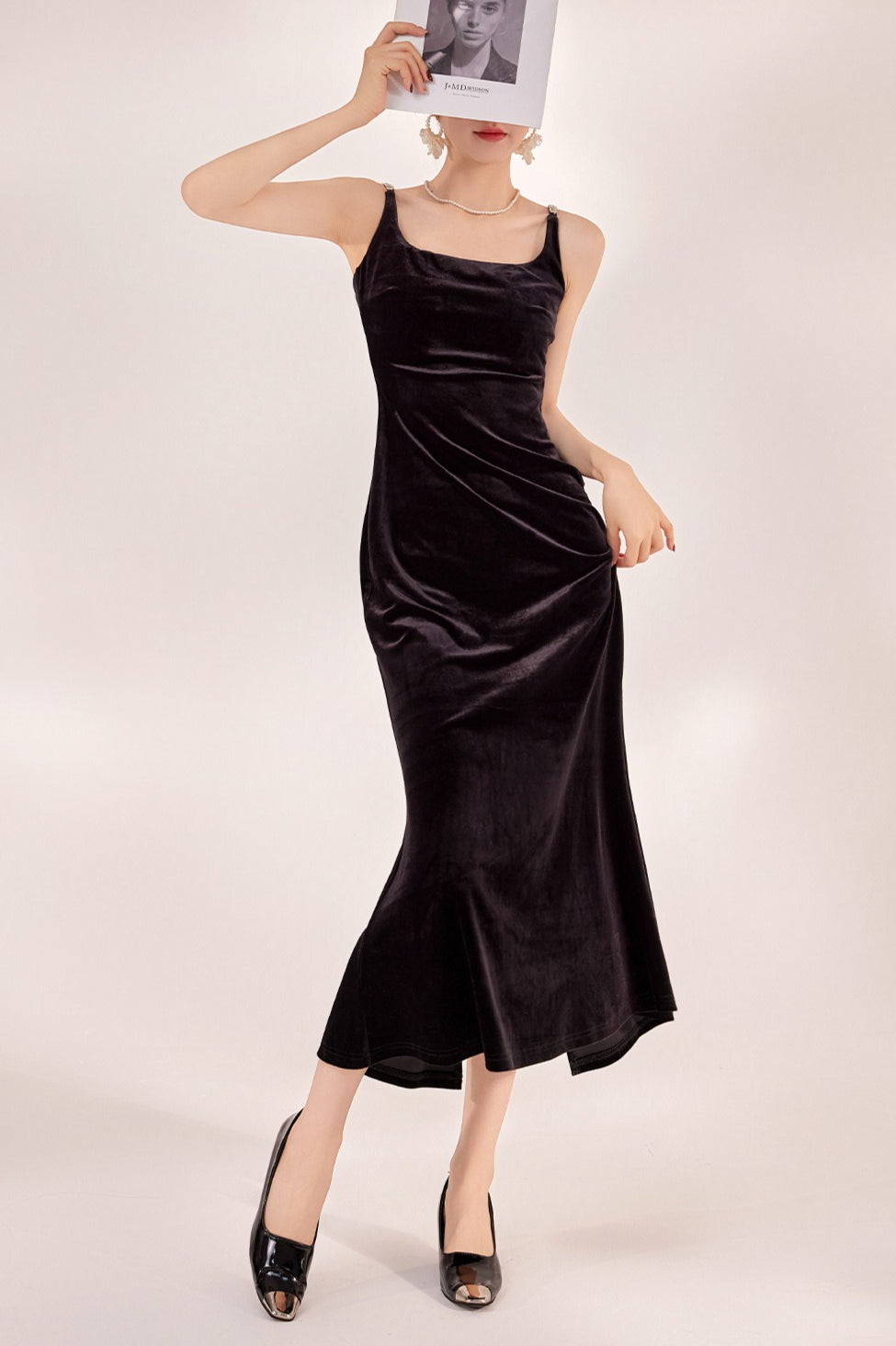 Sexy Velvet Strappy Backless Maxi Dress 4