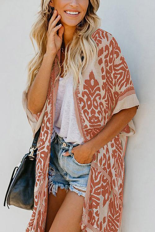 Print Pompom Cardigam