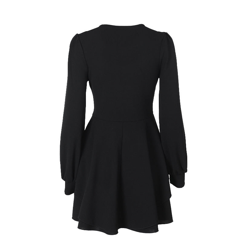 Bloom Skater Dress-Black