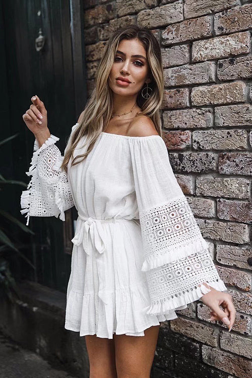 Tassel Lace Tie-waist Wrap Dress - 3 Colors - View 5