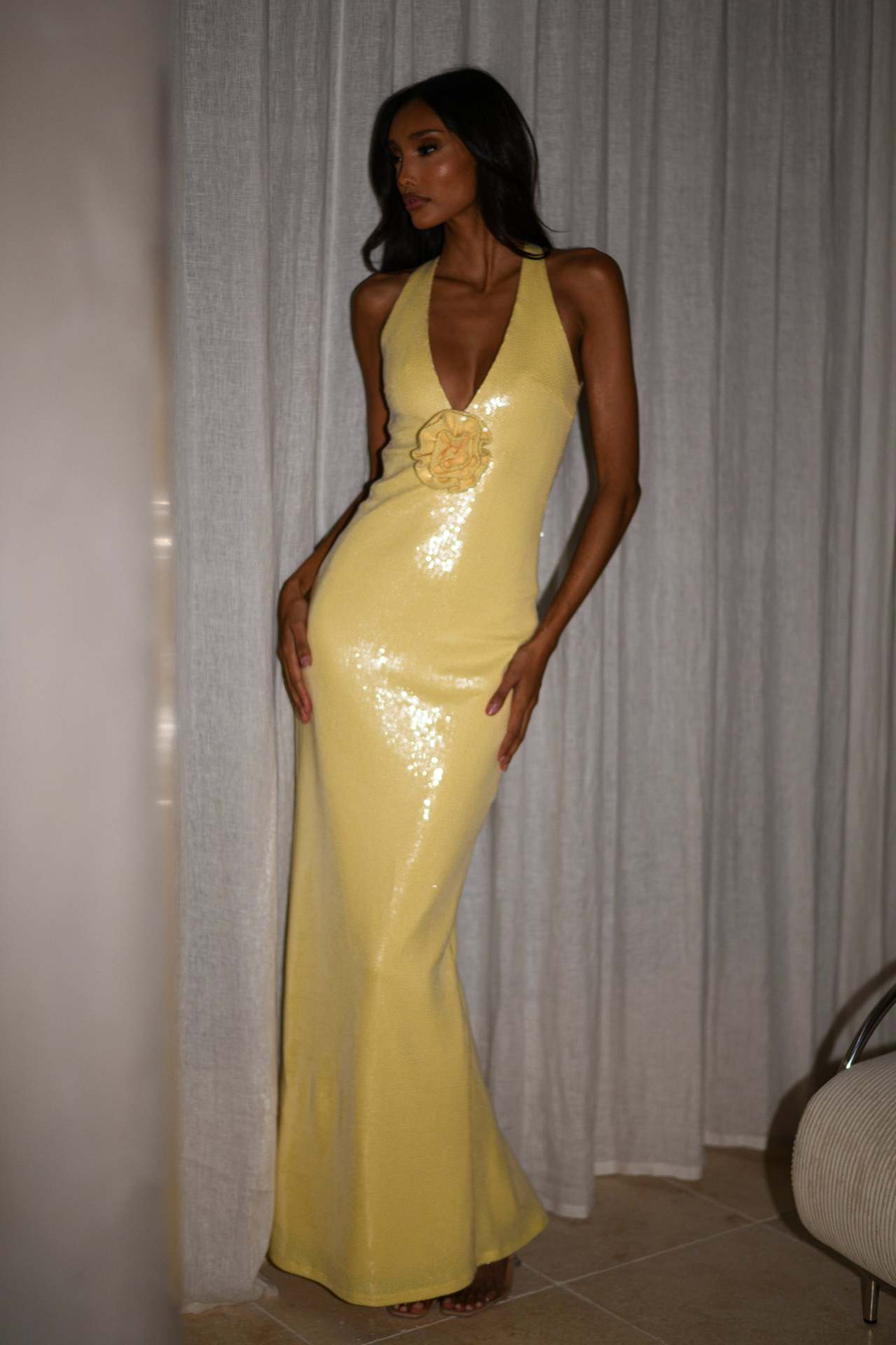 Hexed Bodycon Dress Yellow