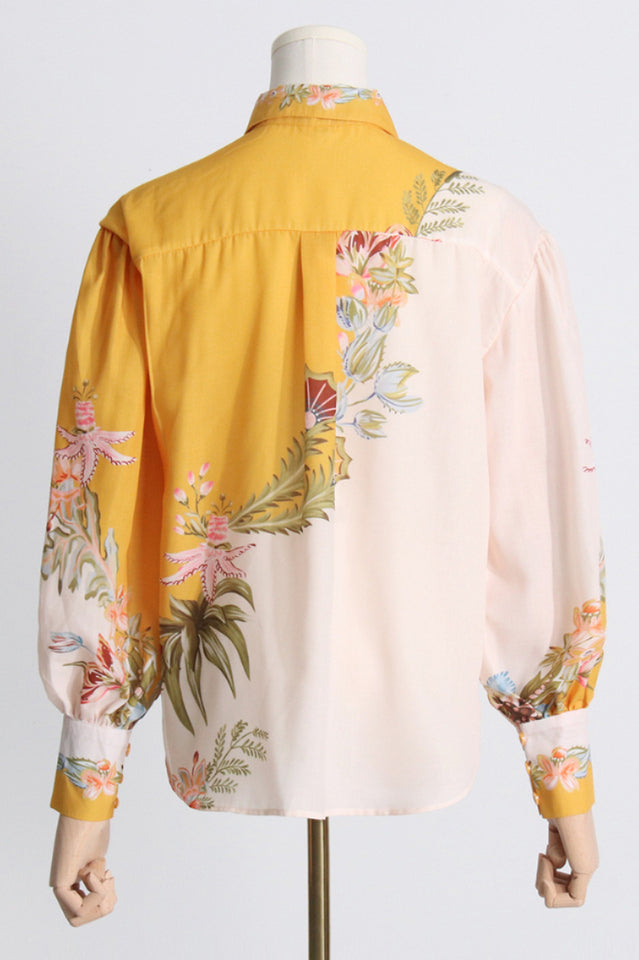 Floral Print Long Sleeve Button Shirt and Wide Leg Pants Two Piece Set 11