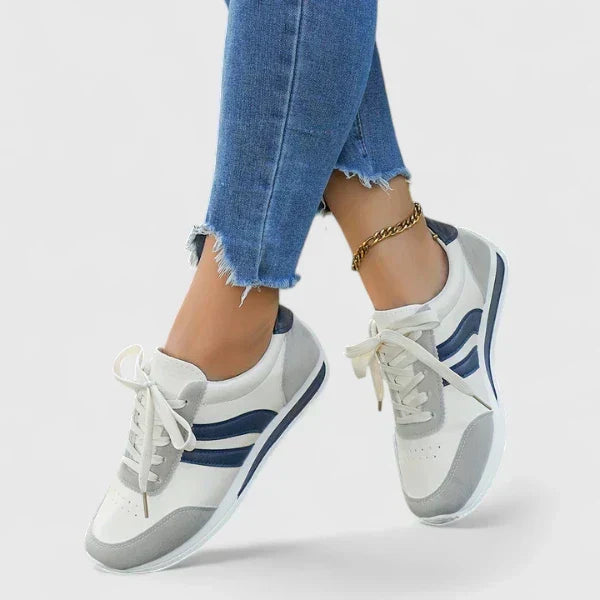 Lace Up Suede Panel Side Stripe Sneakers