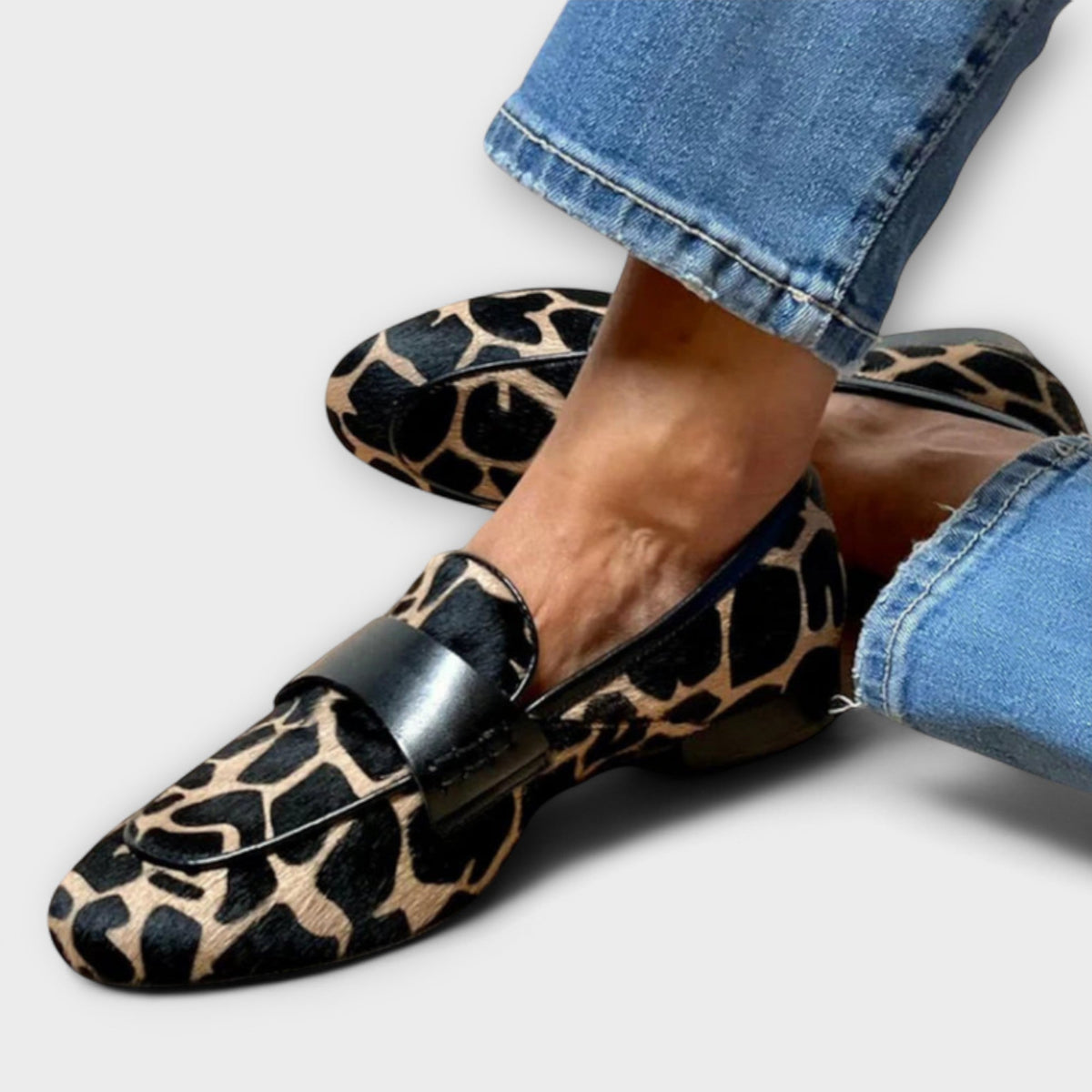 Animal Print Slip On Flat Backless Loafer Mules