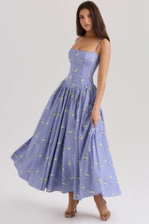 Floral Spaghetti Strap Corset Maxi Dress 21