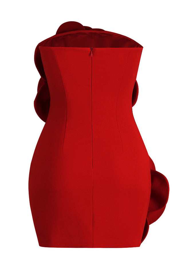 3D Floral Strapless Bodycon Mini Dress