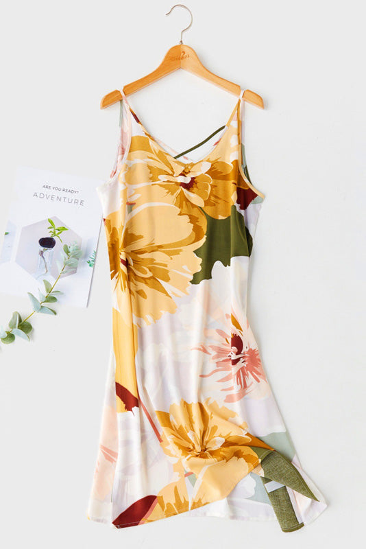 Nahir Exclusive Printed Camisole Dress with Crossed Straps At the Back Designer Edit