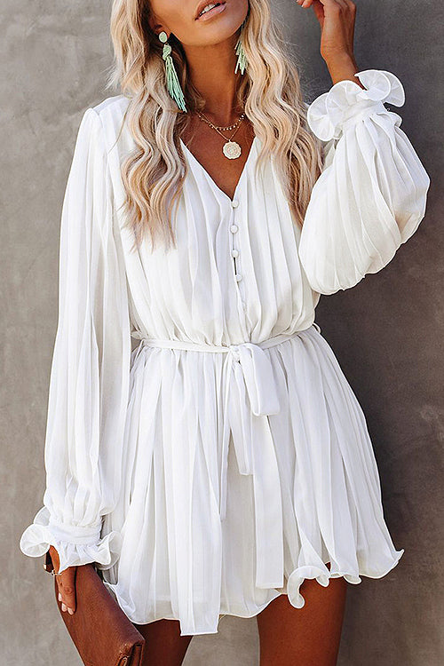 Dance All Night Pleated Flare Mini Dress - 6 Colors White