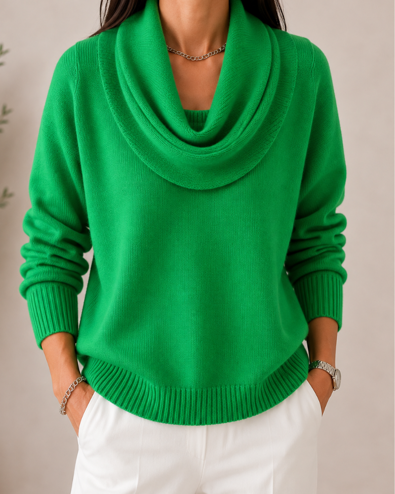 Cowl Neck Long Sleeve Knit Sweater