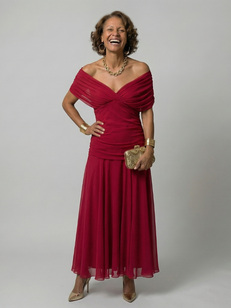 Floral Off Shoulder Ruched Maxi Dress