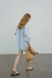 Linen Adjustable Tab Long Sleeve Top