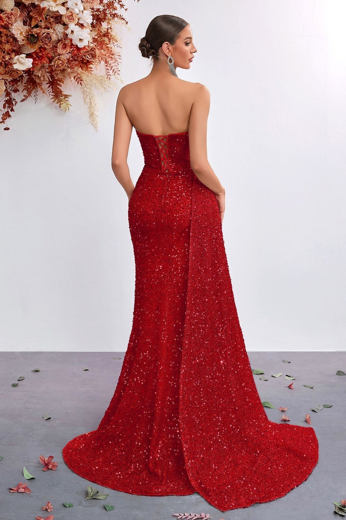 High-Waist Sequin Dress