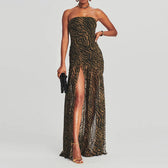 Strapless Mesh High Split Maxi Dress 4