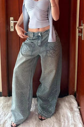 Vintage Washed Wide-Leg Denim Jeans