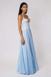 Halter Neck Deep V-Neck Lace Corset Maxi Dress 10
